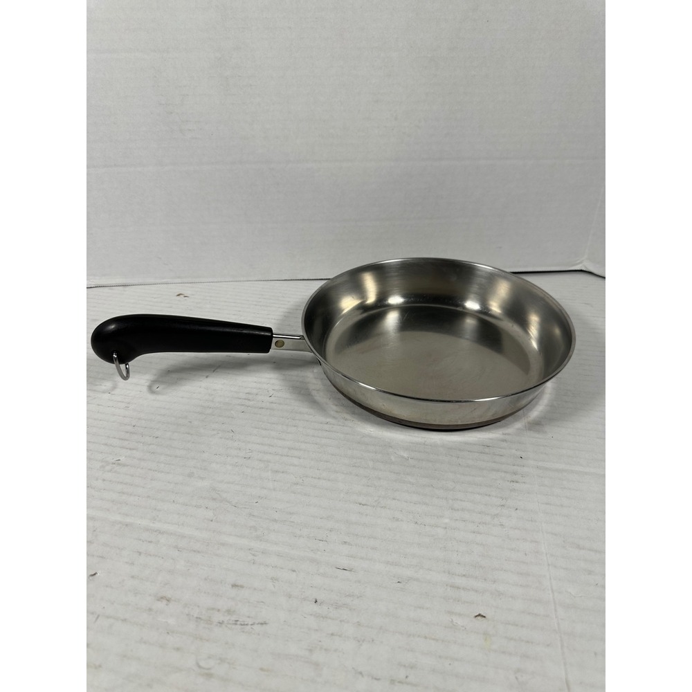 Vintage Revere Ware 9 Inch Skillet Copper Clad Bottom Stainless Steel Pan USA